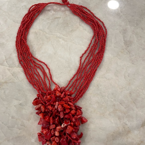 Boho chic multi strand coral necklace - Picture 3 of 8
